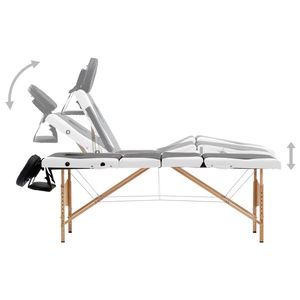 Table de massage pliable en bois noir et blanc à 4 zones, qualité supérieure, pour les thérapeutes - Product Image 3