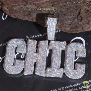 Collar de lujo con colgante con el nombre de NANCE y cadena cubana, completamente cubierto de moissanita, estilo hip hop para hombre. - Product Image 3