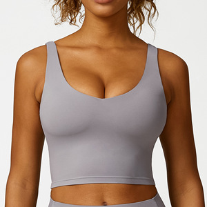 Ensemble de yoga 2 pièces respirant et écologique : Crop top sans coutures à col rond et bretelles spaghetti, couleur unie, taille haute - Product Image 1