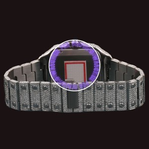 Montre-bracelet Hip Hop haut de gamme en or blanc et argent sterling avec cadran à chiffres romains et diamants Moissanite de couleur verte, cadeau élégant pour homme - Product Image 3
