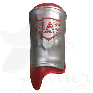 MAC Baseball Knee Guard PU Material <b>Red</b> and Silver Baseball Protective Leg Guard <b>Hot</b> Selling Baseball Embroider Shin Guard - Product Image 2
