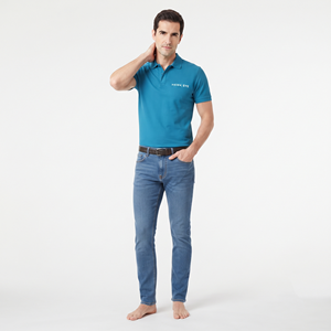 Polo en coton uni personnalisé pour homme, logo brodé, manches courtes, uniforme décontracté professionnel - Product Image 3