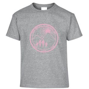 Camiseta Heather Gray de manga corta con cuello redondo y estampado gráfico rosa, ropa informal para el día a día, ropa cómoda para la calle - Product Image 1