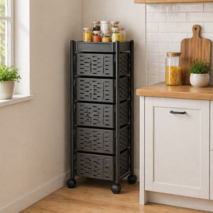 Home Kitchen 2 3 Tiers Square Vintage Black Wall Mounted Stainless Steel <b>Wire</b> Eco-Friendly Multifunction Folding <b>Storage</b> <b>Basket</b> - Product Image 4