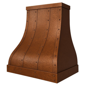 Campana Extractora de Cobre Hecha a Mano con Diseño de Campana Martillada, Personalizada, Montada en la Pared, con Detalles de Remaches, Acabado Antiguo y Ventilación Tipo Chimenea - Product Image 2