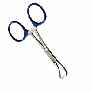 Pinces à serviettes chirurgicales CYNAMED en acier inoxydable avec poignée bleue, certifiées CE Classe I, pour usage chirurgical et dentaire - Product Image 3