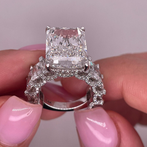 Luxury Radiant Cut Lab Grown <b>Diamond</b> <b>Ring</b> IGI Certified 14K Gold Plated Wedding Bridal Jewelry Gift - Product Image 5