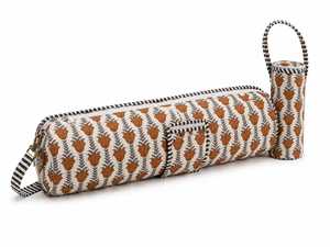 Bolsa para colchoneta de yoga de algodón con bolsillo con cremallera, estampado geométrico, asa suave, bolsa de viaje unisex, a la moda - Product Image 1