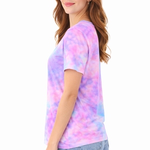 T-shirt tie-dye personnalisé pour femme, t-shirts décontractés légers et confortables pour l'été, service OEM. - Product Image 3