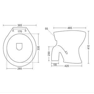 Inodoro suspendido de lujo moderno en forma de S, 465x365x410mm, cerámica sanitaria, para uso comercial en baños. - Product Image 4