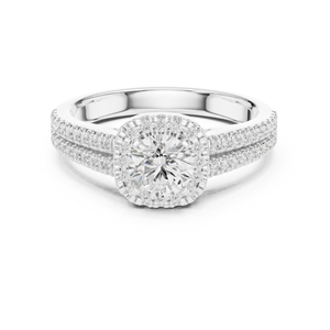 Bague solitaire en or blanc 14 carats avec diamant de laboratoire rond pour le bureau |   Nouveau diamant cultivé - Product Image 1