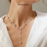 Collier chaîne à maillons en zircon en acier inoxydable 304 plaqué or rose, bijou tendance avec pendentif pour femme, cadeau de fête