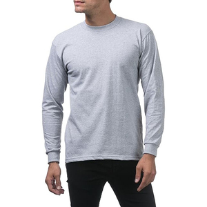 T-shirt Homme 100% Coton Coupe Classique Personnalisable Uni Respirant Écologique Anti-plis Col Rond Manches Longues Haute Qualité Vente en Gros - Product Image 5