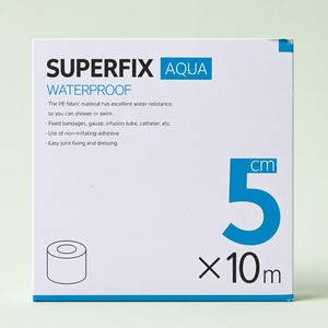 Bande adhésive médicale Superfix Aqua 5cm x 10m, ruban adhésif non tissé pour fixation, pansements auto-adhésifs non tissés - Product Image 2