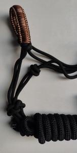 Traditional 12mm PP Leather and Nylon Horse Rope <b>Halter</b> with Spanish Flag Braided Nose-Band - Product Image 2