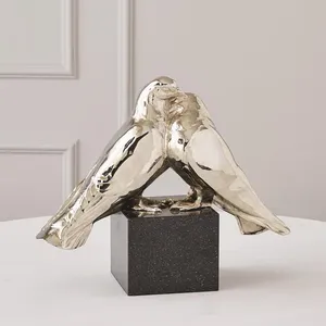 Gold-Plated Aluminium Bird Figurine ZE-3401G Home Decoration Animal Sculpture Polished Finish Round Digital Printing - Product Image 2