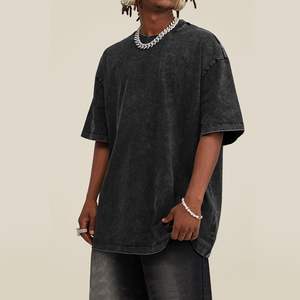 Camisetas de algodón con lavado ácido Vintage para hombre, ropa de calle informal Unisex con estilo, camisetas de gran tamaño para hombre, 300 gramos de peso de tela - Product Image 5