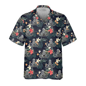 Chemise hawaïenne personnalisée pour homme, t-shirt de camping, impression 3D fluorescente, vêtements décontractés à manches courtes, style streetwear tendance. - Product Image 4