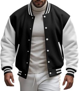 Chaqueta Varsity de Lana/Poliéster para Hombre, Diseño Personalizado, Estilo Urbano, Logotipo Frontal, Cuello Alto, Transpirable, Impermeable, Otoño, Personalizable - Product Image 1