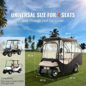 Copertura per Golf Cart in Poliestere 420D con 4 Finestre Trasparenti, Tettuccio per 4 Passeggeri, Copertura per Club Car 2+2 Posti - Product Image 2