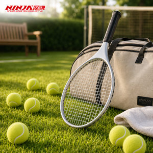 Raquette de tennis pour enfants en fibre de carbone avec noyau en EVA, légère, manche court, pour les joueurs juniors - Entraînement en plein air et design portable - Product Image 1