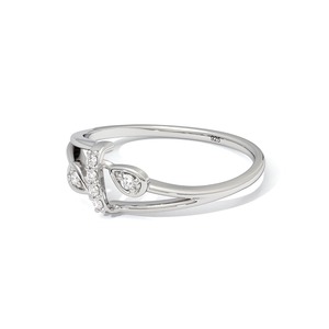 Bague minimaliste en argent sterling 925 avec diamant naturel, design feuille, pour femme - Product Image 3