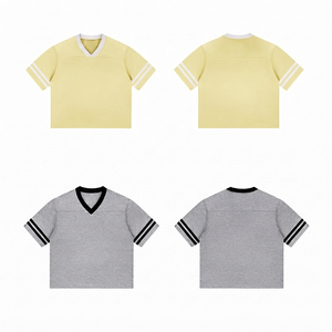 Unisex <b>LIGHT</b> YELLOW Cropped American Football Jersey V-<b>neck</b> Sublimation Printed 100% Polyester Mesh Fabric Team Uniform Apparel - Product Image 1