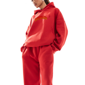 Custom logo Women Street Style Tracksuits Oversized Cotton Hoodies and Jogger Hidden Drawstring Waist Hoodie Women <b>Sets</b> - Product Image 6