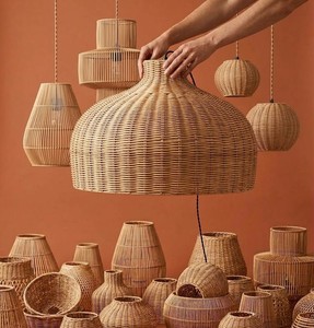 Abat-jour en rotin naturel style bohème, lampe suspendue en osier tressé, abat-jour fait main, lampe suspendue en osier tressé - Product Image 2
