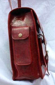 Sac à dos unisexe fait à la main couleur cerise pour ordinateur portable en cuir véritable solide bandoulière Vintage lettre antivol voyage sac à dos sac - Product Image 2