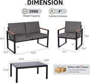 Meubles de patio commerciaux Homall pour les hôtels, les maisons d'hôtes et les cafés, ensemble de canapés en aluminium en gros - Product Image 3