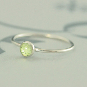Elegant Minimalist IGI Certified Peridot Bezel <b>Set</b> Thin Band <b>Silver</b> Plated Brass <b>Ring</b> Natural Gemstone Daily Wear for Women - Product Image 2