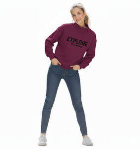 Suéter de Cuello Alto Personalizado para Mujer, Tejido de Felpa, Bordado en la Parte Delantera, Transpirable, Informal de Invierno, Poliéster/Algodón - Product Image 6