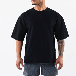 เสื้อยืดคอกลมโอเวอร์ไซส์ผ้าคอตตอนหนาน้ำหนักมาก พิมพ์ลายโลโก้ตามสั่ง สำหรับผู้ชาย - Product Image 1
