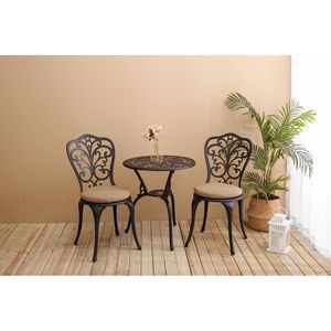 Best Seller Set da bistrot in alluminio da esterno resistente alla ruggine 3 pezzi con comodo cuscino - Product Image 2