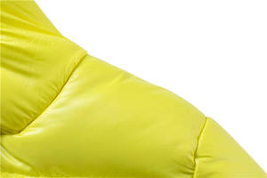 <b>Yellow</b> Hooded Puffer Jacket Zipper Closure Windproof Winter <b>Coat</b> Unisex Casual Solid Color Regular Fit Thick Polyester Wadding - Product Image 6