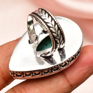 Anillo de malaquita hecho a mano, joyería de plata de ley con piedras preciosas, tamaño 8, anillo elegante de lujo, regalo para mujer, joyería fina - Product Image 4