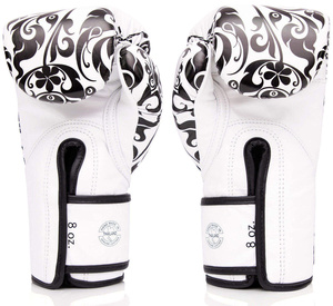 Gants de boxe Top Ten blancs et noirs à motif floral, à lacets, pour adultes, équipement d'entraînement complet - Product Image 3