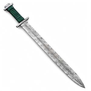 Handcrafted Damascus Steel Historical Display Craft Replica <b>Green</b> <b>Cord</b> Wrap Collector Art - Product Image 6