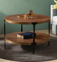 Tables basses en bois massif écologiques, nouveau design, structure en métal noir, ensemble de meubles de salon modernes et luxueux