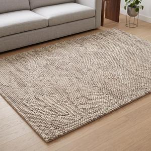 Tapis tissé à la main en boucles épaisses effet galet - Crème Beige Couleur Unie Laine Antidérapant Moderne Minimaliste Tapis de Zone pour Usage Commercial et Domestique - Product Image 3