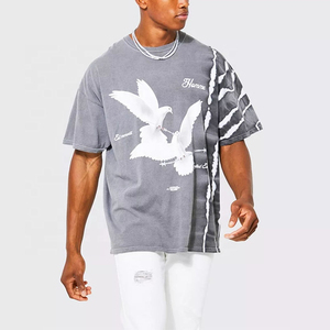 T-shirt surdimensionné en coton 100% tissé, délavé, vintage, respirant et écologique pour homme, style streetwear, fabrication OEM en gros - Product Image 2