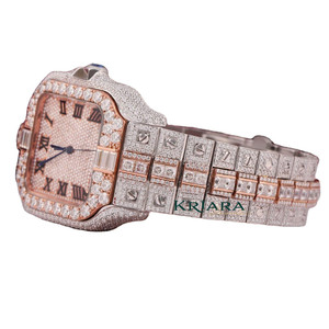 Montre en acier inoxydable de qualité supérieure avec diamants en moissanite, mouvement à quartz, pour femmes et hommes - Product Image 5