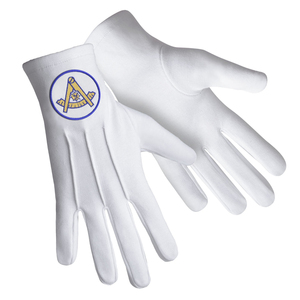 ถุงมือ Past Master Blue Lodge ผ้าฝ้าย 100% ปรับแต่งตราสัญลักษณ์สีทองได้ วัสดุคุณภาพสูงสำหรับกิจกรรมกลางแจ้ง ทนทาน ระบายอากาศได้ดี - Product Image 1