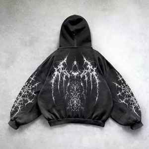เสื้อฮู้ดดี้แขนยาวทรงโอเวอร์ไซส์ สไตล์สตรีทแวร์ ผ้าคอตตอน 100% ทรงครอป ฟอกสีแบบแอซิดวอช สำหรับผู้ชาย ใส่ได้ในฤดูหนาว - Product Image 5