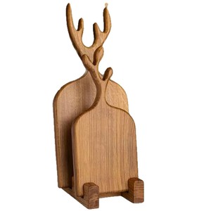 Planche à découper en bois d'acacia de forme rectangulaire personnalisée avec poignée en forme de corne, épaisseur 1,5 cm, compatible lave-vaisselle, disponible en stock - Product Image 5