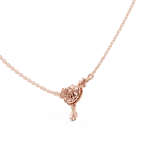 Collar con Colgante de Halo Floral de Moda en Oro Rosa de 18K con Diamante Cultivado en Laboratorio y Cadena con Colgante en Forma de Lágrima, Joyería Elegante para Mujer - Product Image 2