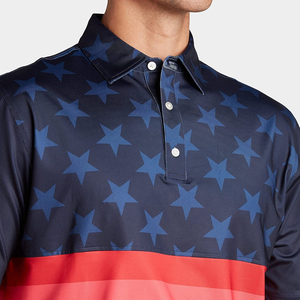 Polo pour homme à imprimé drapeau américain, manches courtes, respirant, tricoté, 100% polyester, haut décontracté pour le golf - Product Image 5