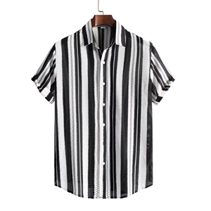 เสื้อเชิ้ตแขนยาวลายทางลำลองสำหรับผู้ชาย ผ้าฝ้ายทวิล 100% ระบายอากาศได้ดี ปกคอพับ แขนยาวเต็มตัว สำหรับฤดูใบไม้ร่วง - Product Image 3