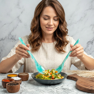 Vaisselle de qualité supérieure pour la maison et l'hôtellerie, durable, alimentaire, design royal, faite à la main, compatible lave-vaisselle, en résine, ensemble de 2 pièces pour salade - Product Image 1